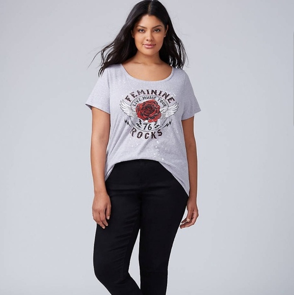 Lane Bryant Women's 14/16 Feminine Rocks Festival Casual Tee - Picture 2 of 6